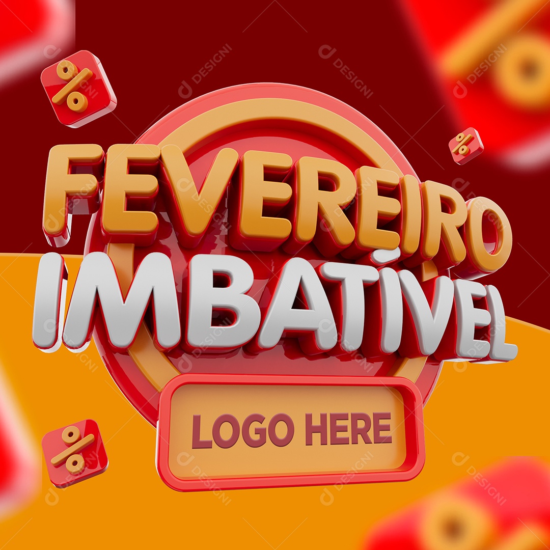 Selo 3D Para Composição Fevereiro Imbatível