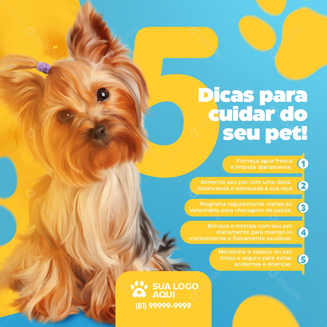 Post Petshop Dicas Para Cuidar Do Seu Pet Social Media PSD Editável