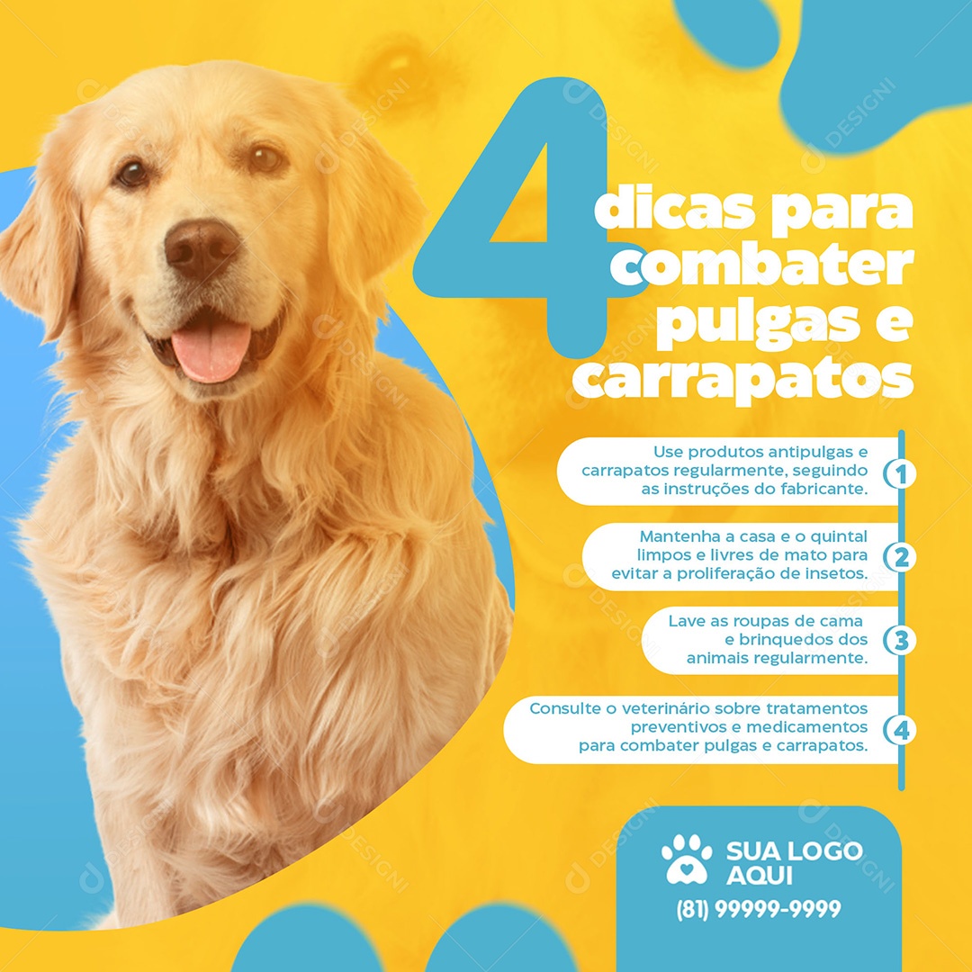 Post Petshop 4 Dicas Para Combater Carrapatos Social Media PSD Editável