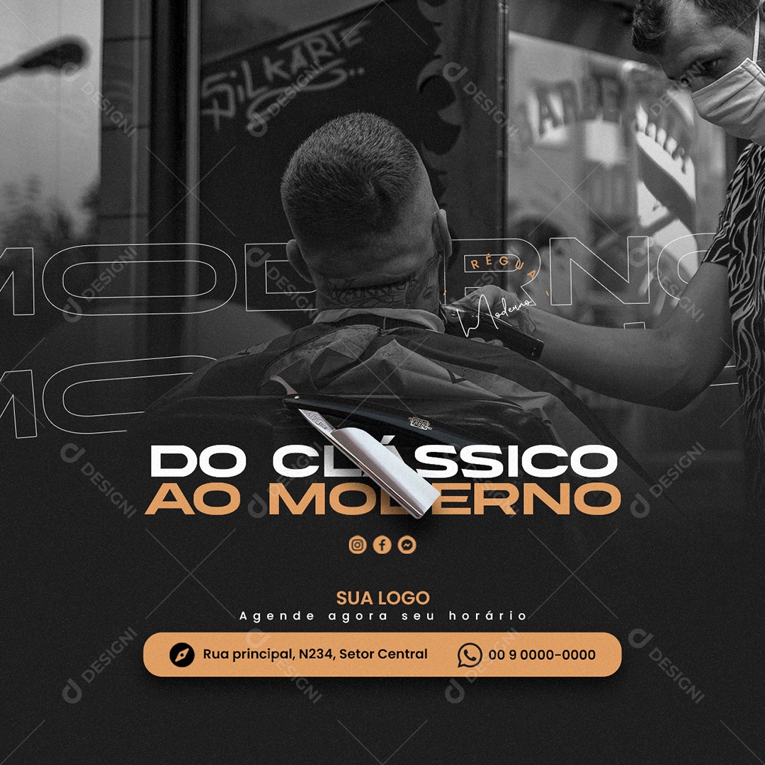Do Clássico ao Moderno Barbearia Social Media PSD Editável
