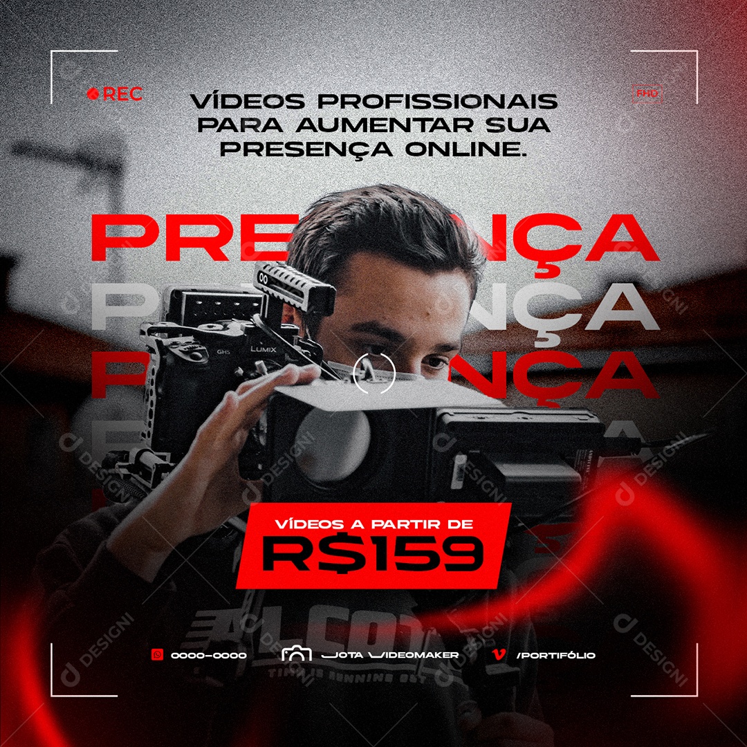 Vídeos Profissionais para Aumentar Sua Presença Online Videomaker Social Media PSD Editável
