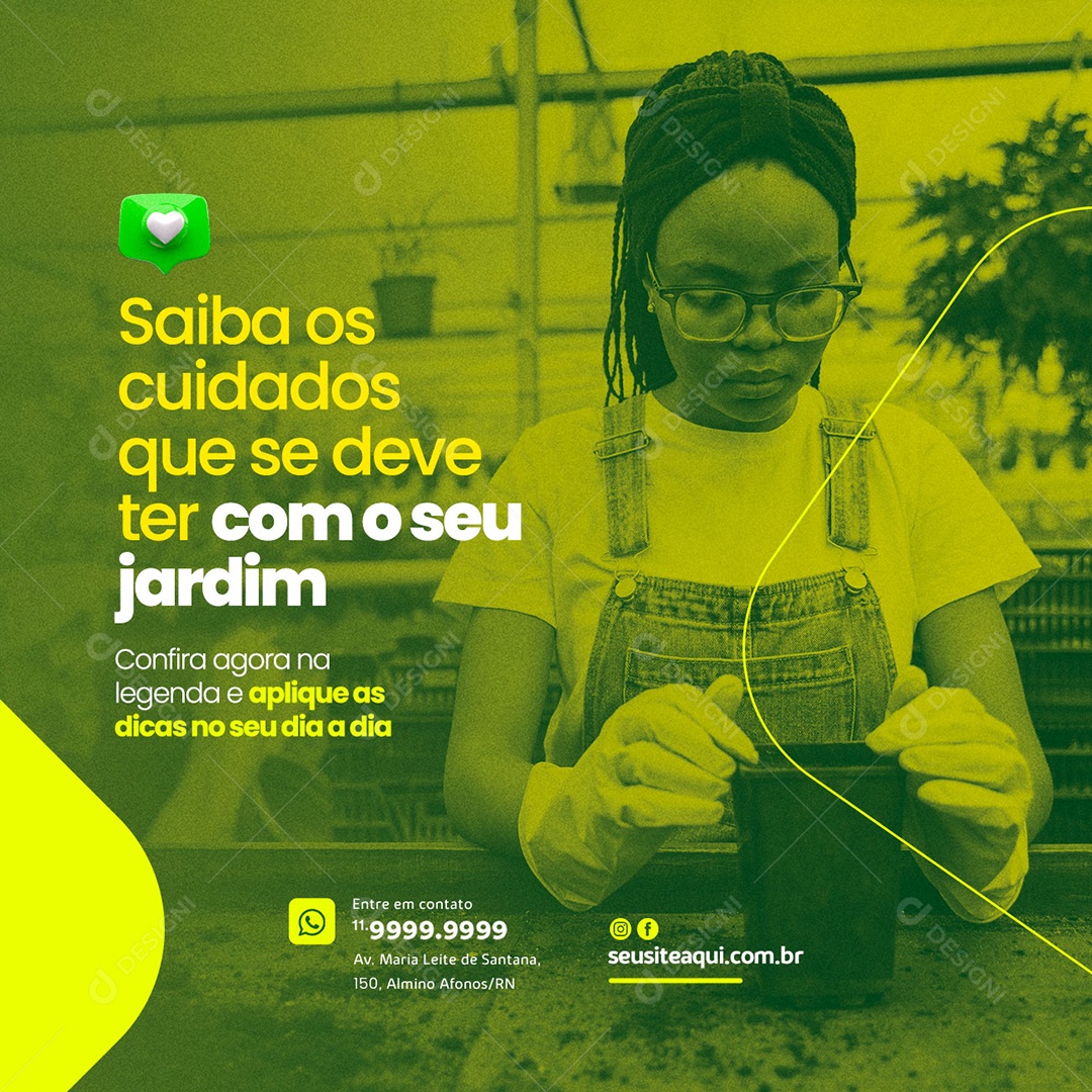Saiba os Cuidados que se Deve Ter com o Seu Jardim Jardinagem Social Media PSD Editável