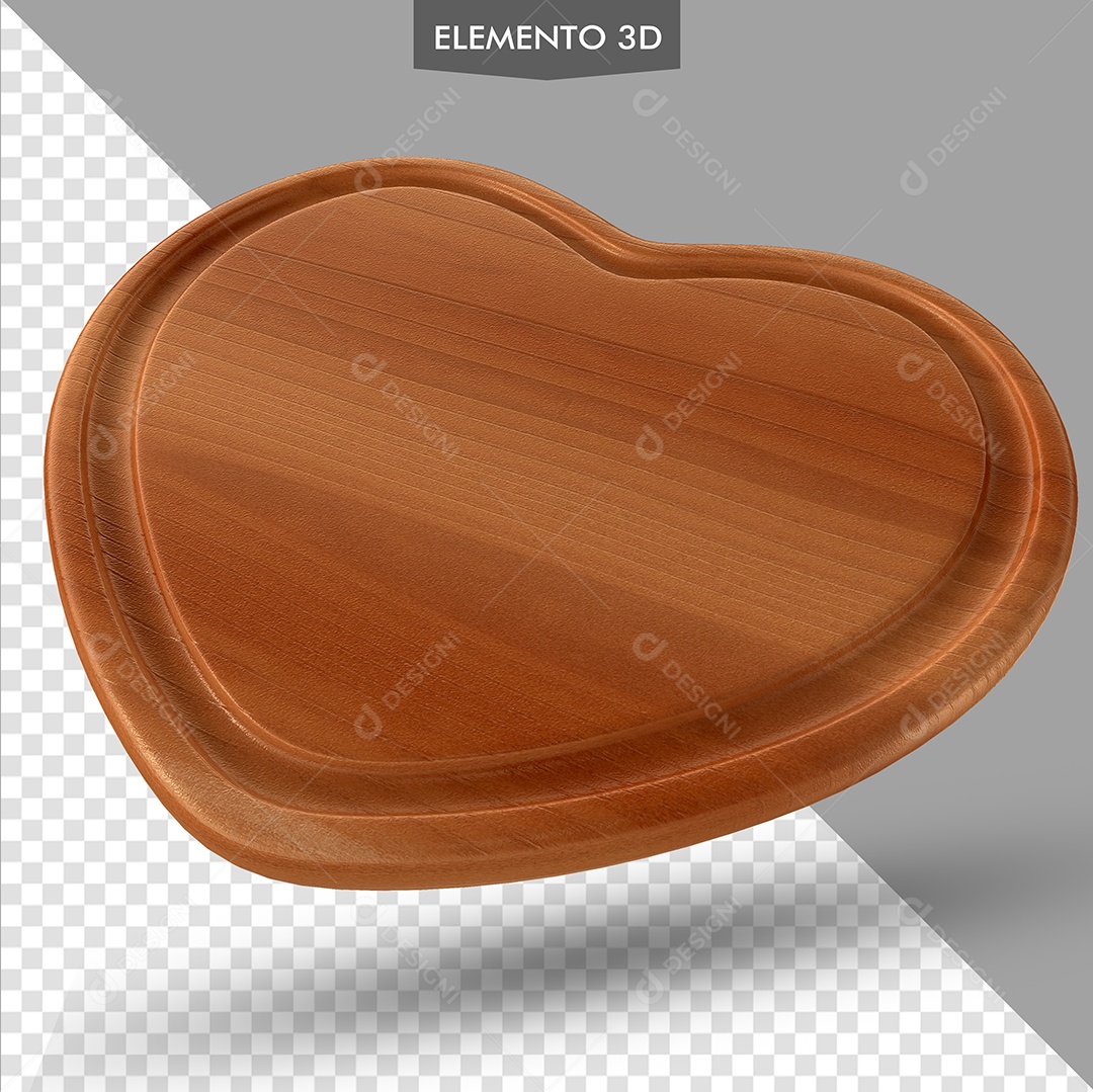 Elemento 3D Para Composição Tábua de Coração PSD