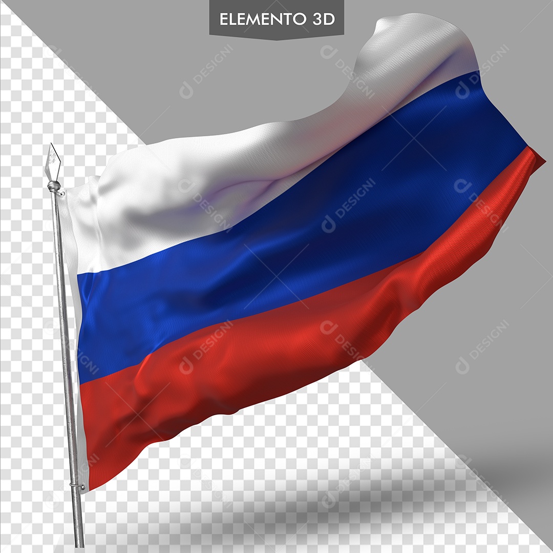 Elemento 3D Para Composição Bandeira da Rússia PSD