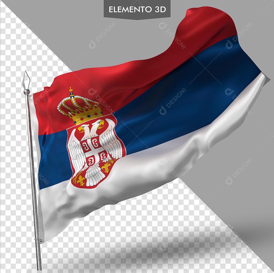 Elemento 3D Para Composição Bandeira da Sérvia PSD