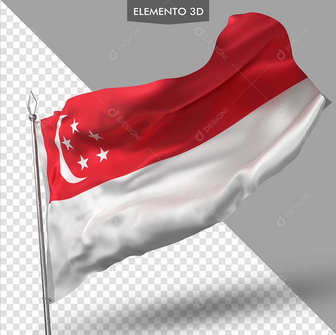 Elemento 3D Para Composição Bandeira de Singapura PSD