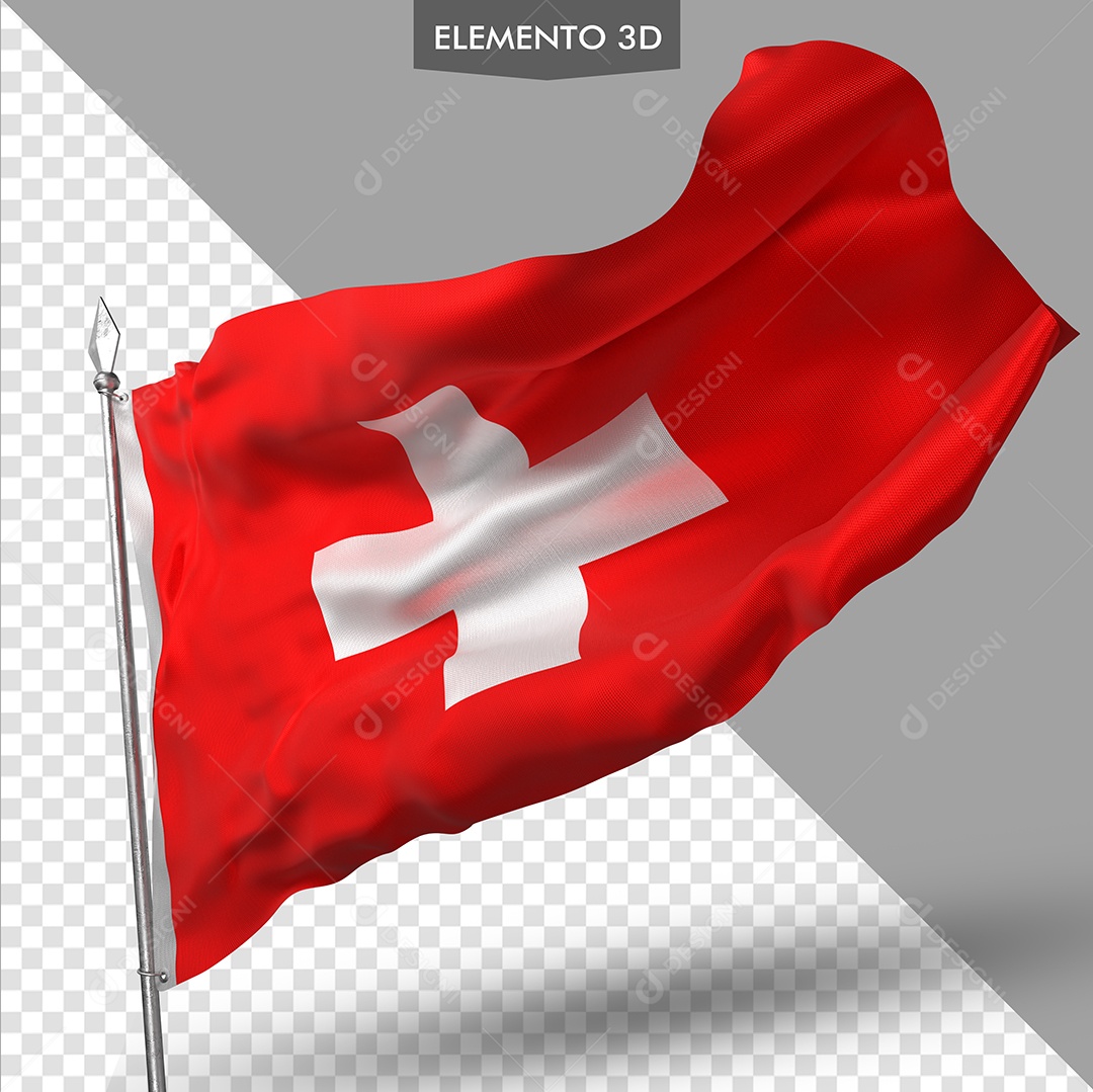Elemento 3D Para Composição Bandeira da Suíça PSD