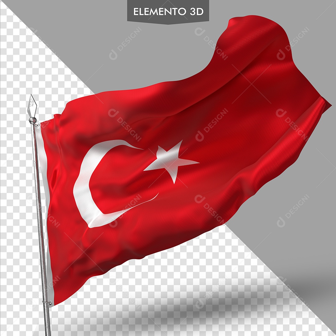 Elemento 3D Para Composição Bandeira da Turquia PSD