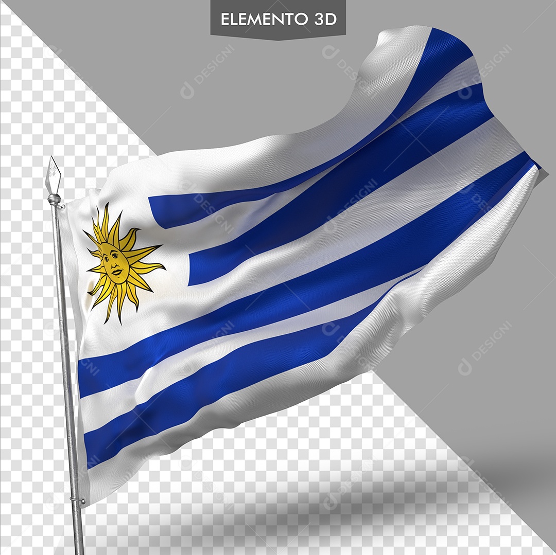 Elemento 3D Para Composição Bandeira do Uruguai PSD