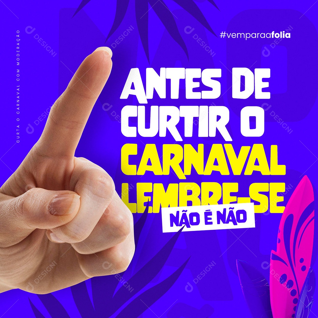 Antes de Curtir o Carnaval Lembre-se Não é Não Carnaval Social Media PSD Editável