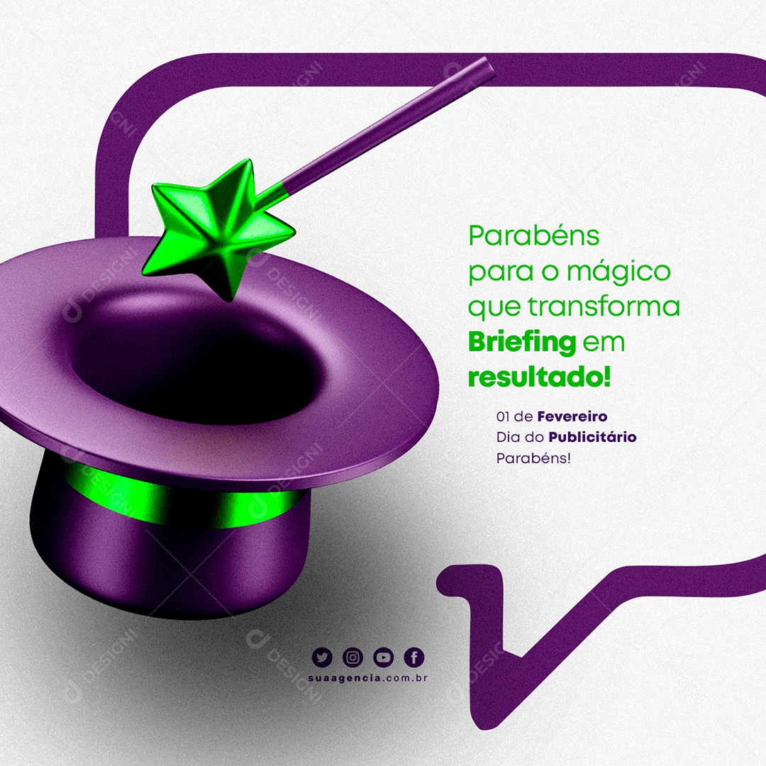 Parabéns Para o Mágico que Transforma Briefing em Resultado Dia Do Publicitário Social Media PSD Editável