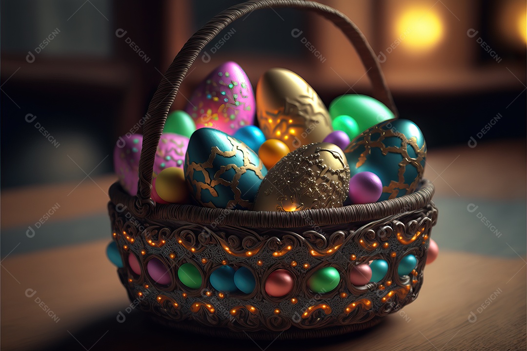 Ovo de Páscoa fofo isolado em fundo gradiente preto