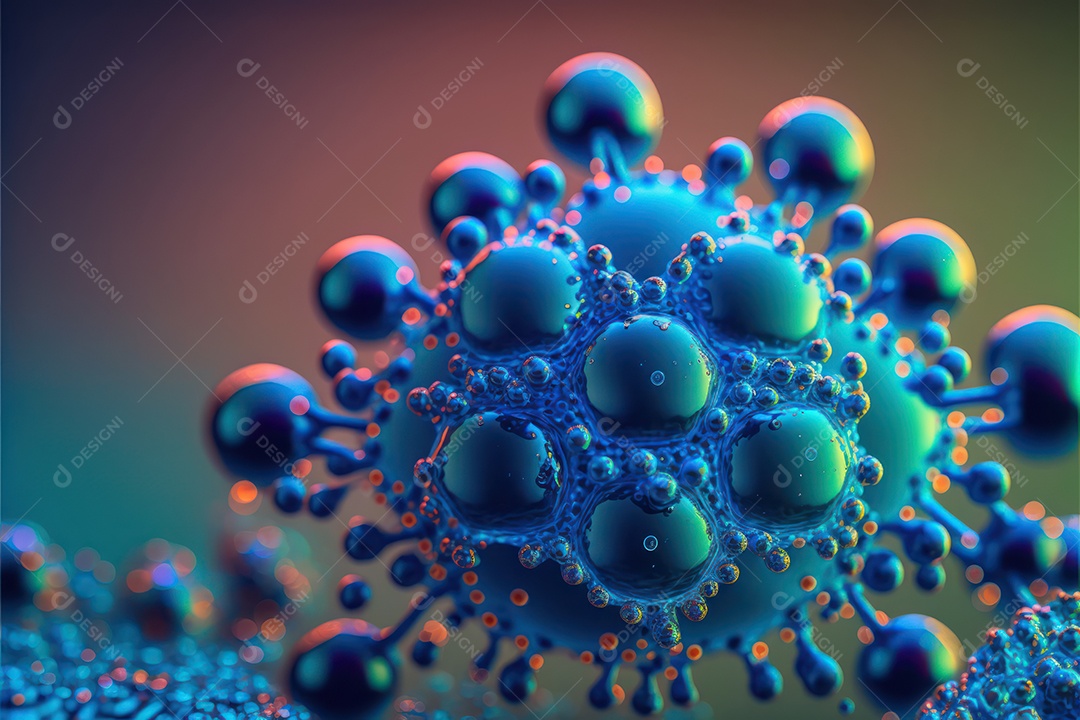 Moléculas hidrofóbicas coloridas em fotografia super macro