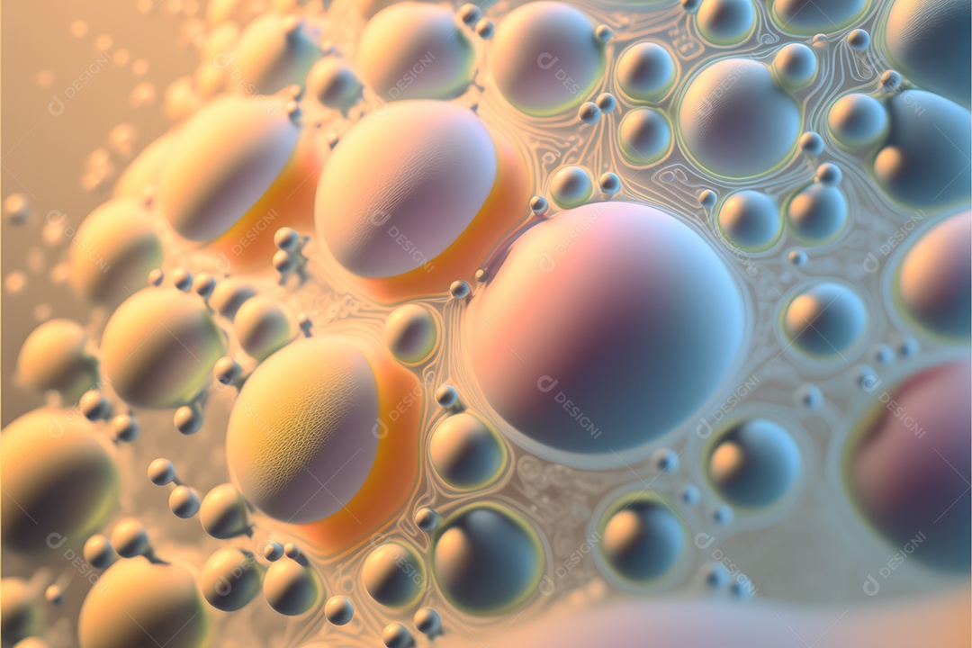 Moléculas hidrofóbicas coloridas em fotografia super macro