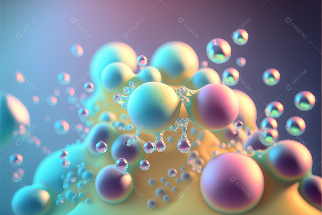 Moléculas hidrofóbicas coloridas em fotografia super macro