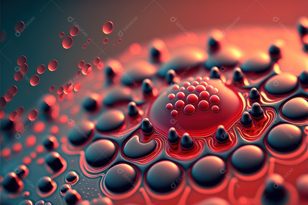 Moléculas hidrofóbicas coloridas em fotografia super macro