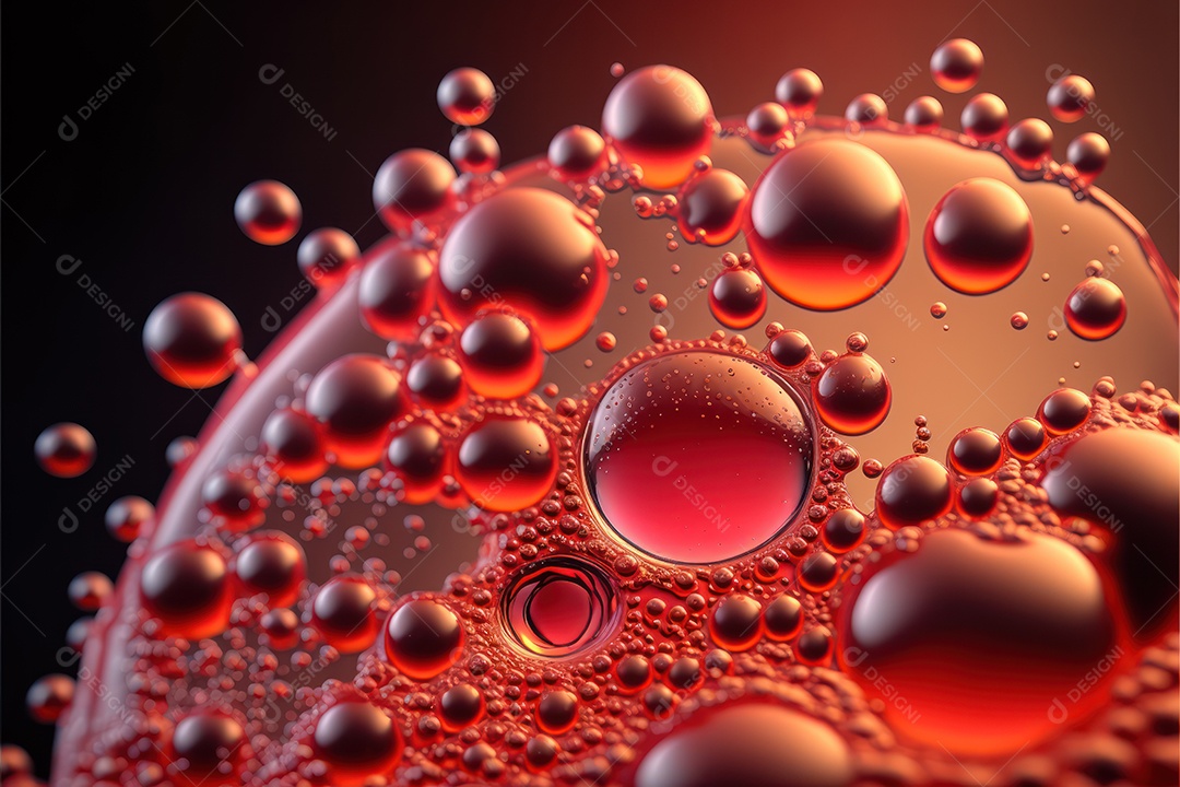 Moléculas hidrofóbicas coloridas em fotografia super macro