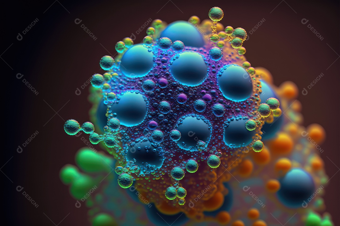 Moléculas hidrofóbicas coloridas em fotografia super macro