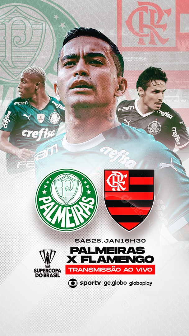 Story Palmeiras x Flamengo Supercopa do Brasil Futebol Social Media PSD Editável