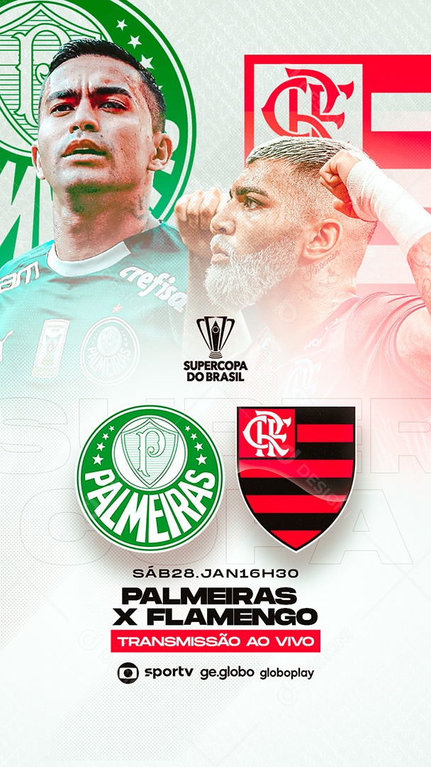 Story Social Media Palmeiras x Flamengo Supercopa do Brasil Futebol PSD Editável