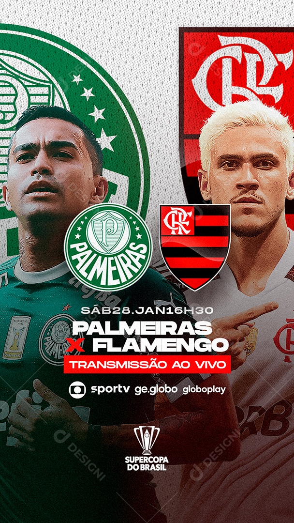 Story Palmeiras x Flamengo Supercopa do Brasil Futebol Social Media PSD Editável
