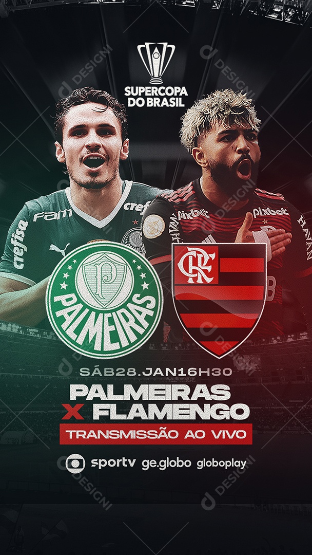 Story Palmeiras x Flamengo Supercopa do Brasil Futebol Social Media PSD Editável