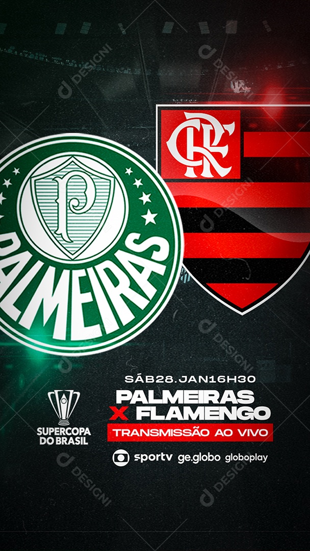 Story Palmeiras x Flamengo Supercopa do Brasil Futebol Social Media PSD Editável