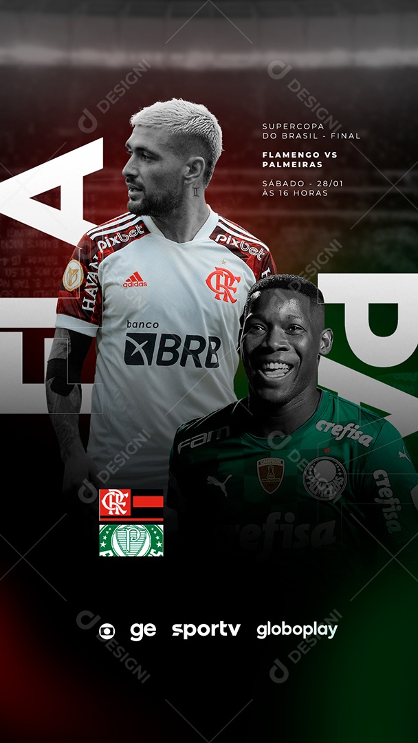 Story Social Media Flamengo x Palmeiras Supercopa do Brasil Futebol PSD Editável