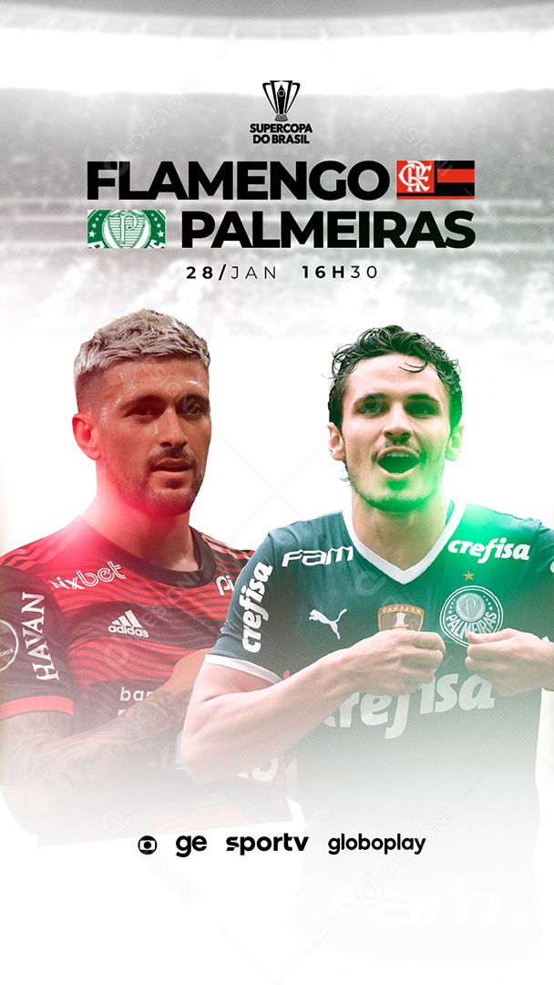 Story Flamengo x Palmeiras Supercopa do Brasil Futebol Social Media PSD Editável