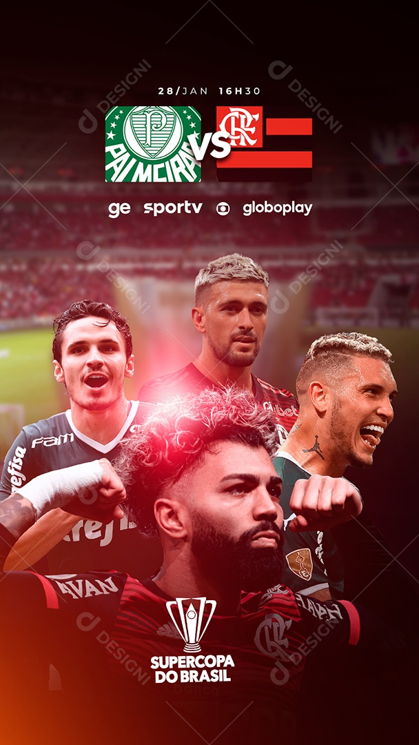 Story Palmeiras x Flamengo Supercopa do Brasil Futebol Social Media PSD Editável