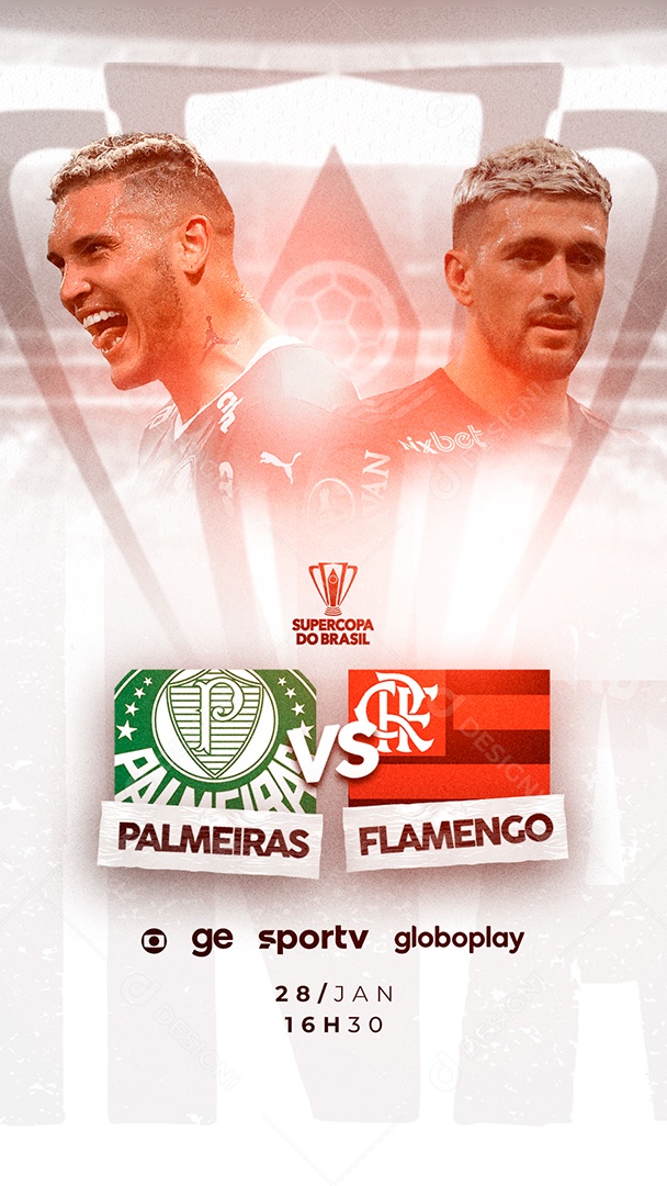 Story Palmeiras Vs Flamengo Supercopa do Brasil Futebol Social Media PSD Editável