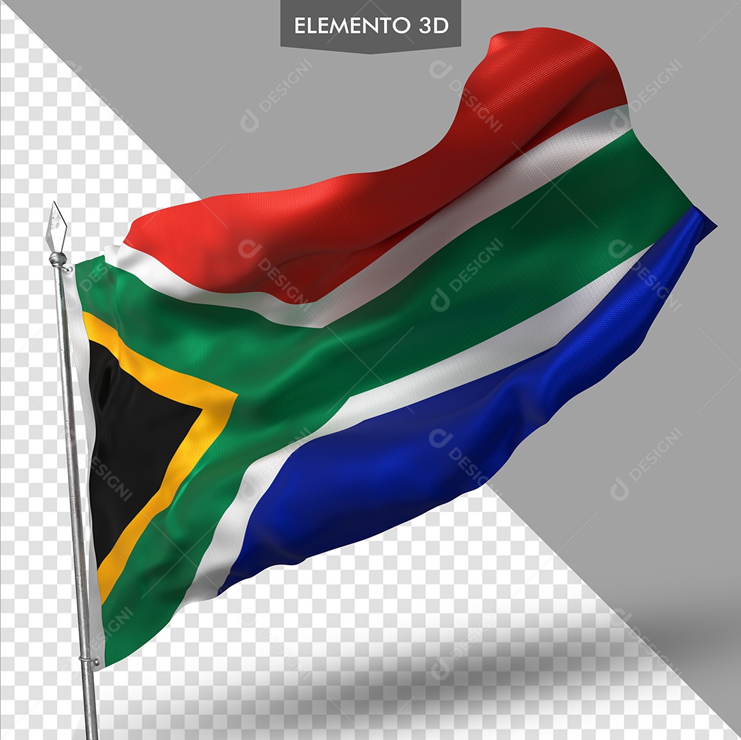 Elemento 3D Para Composição Bandeira da África do Sul PSD