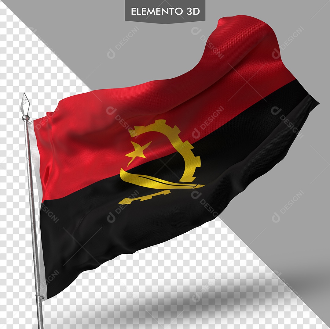 Elemento 3D Para Composição Bandeira da Angola PSD