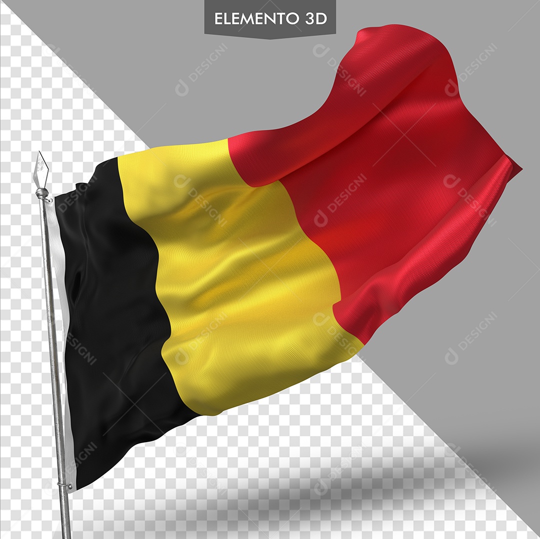 Elemento 3D Para Composição Bandeira da Bélgica PSD