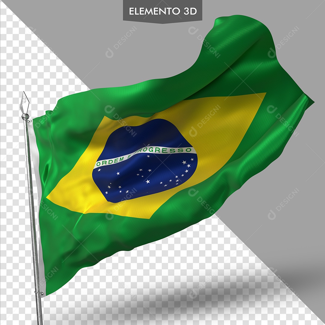 Elemento 3D Para Composição Bandeira do Brasil PSD