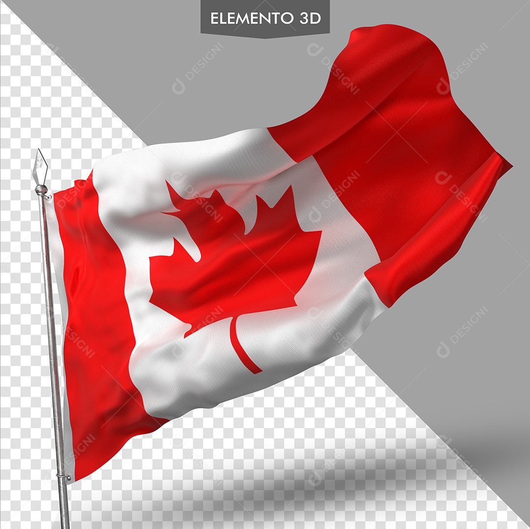 Elemento 3D Para Composição Bandeira do Canadá PSD
