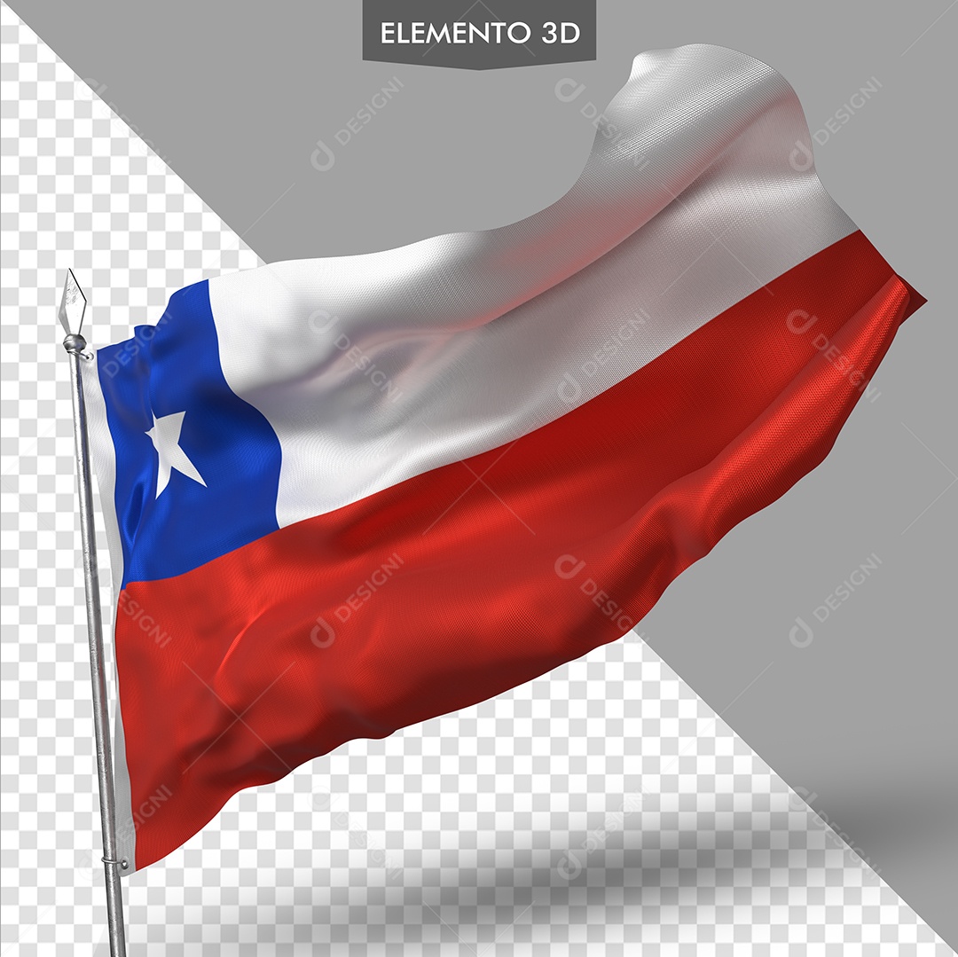 Elemento 3D Para Composição Bandeira do Chile PSD