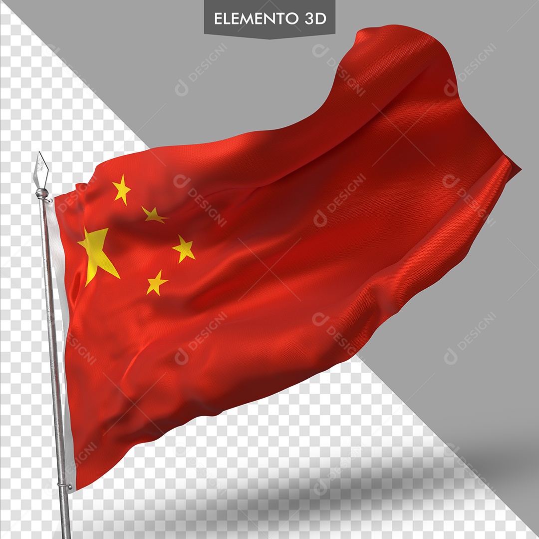 Elemento 3D Para Composição Bandeira da China PSD