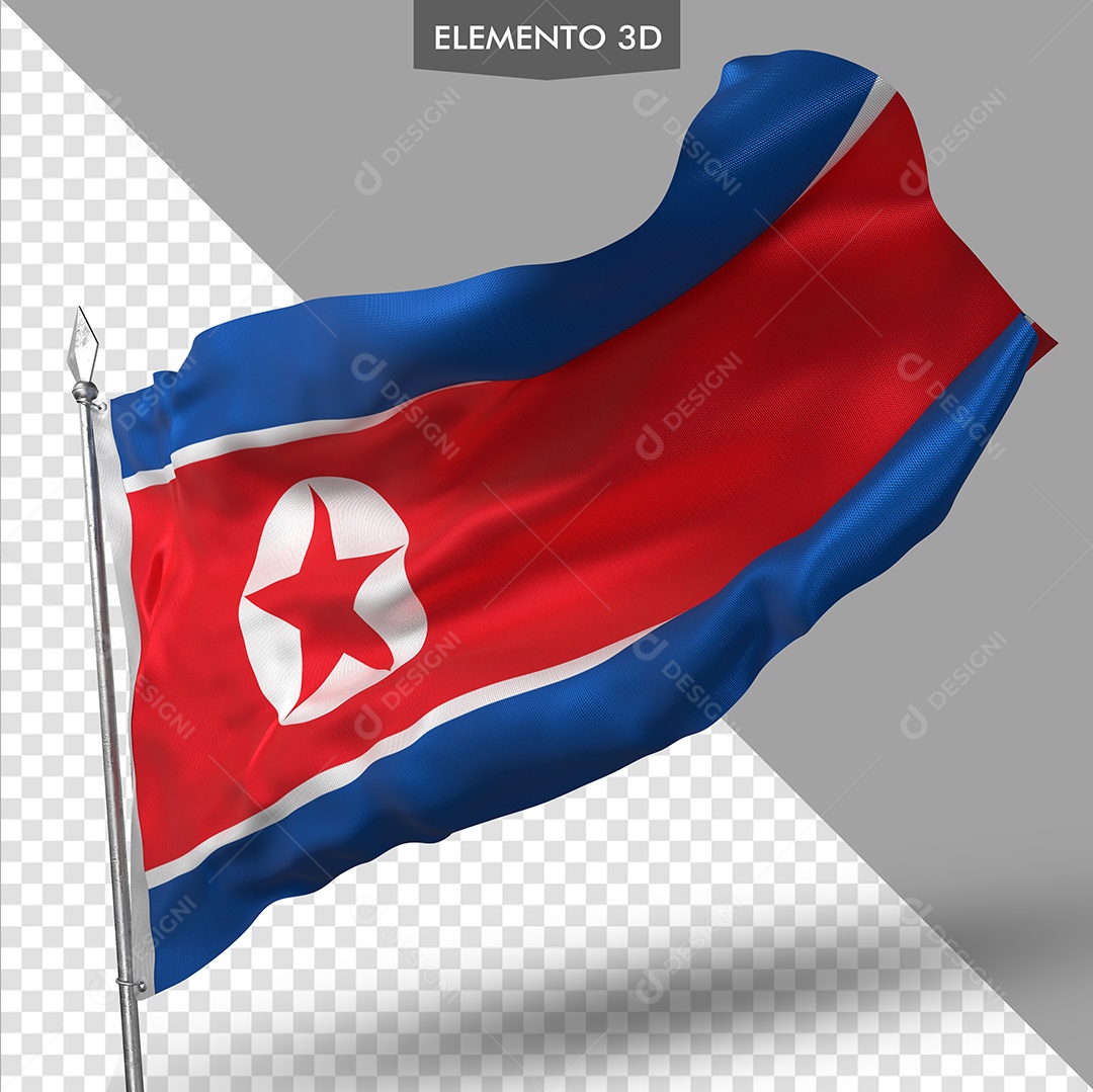 Elemento 3D Para Composição Bandeira da Coreia PSD