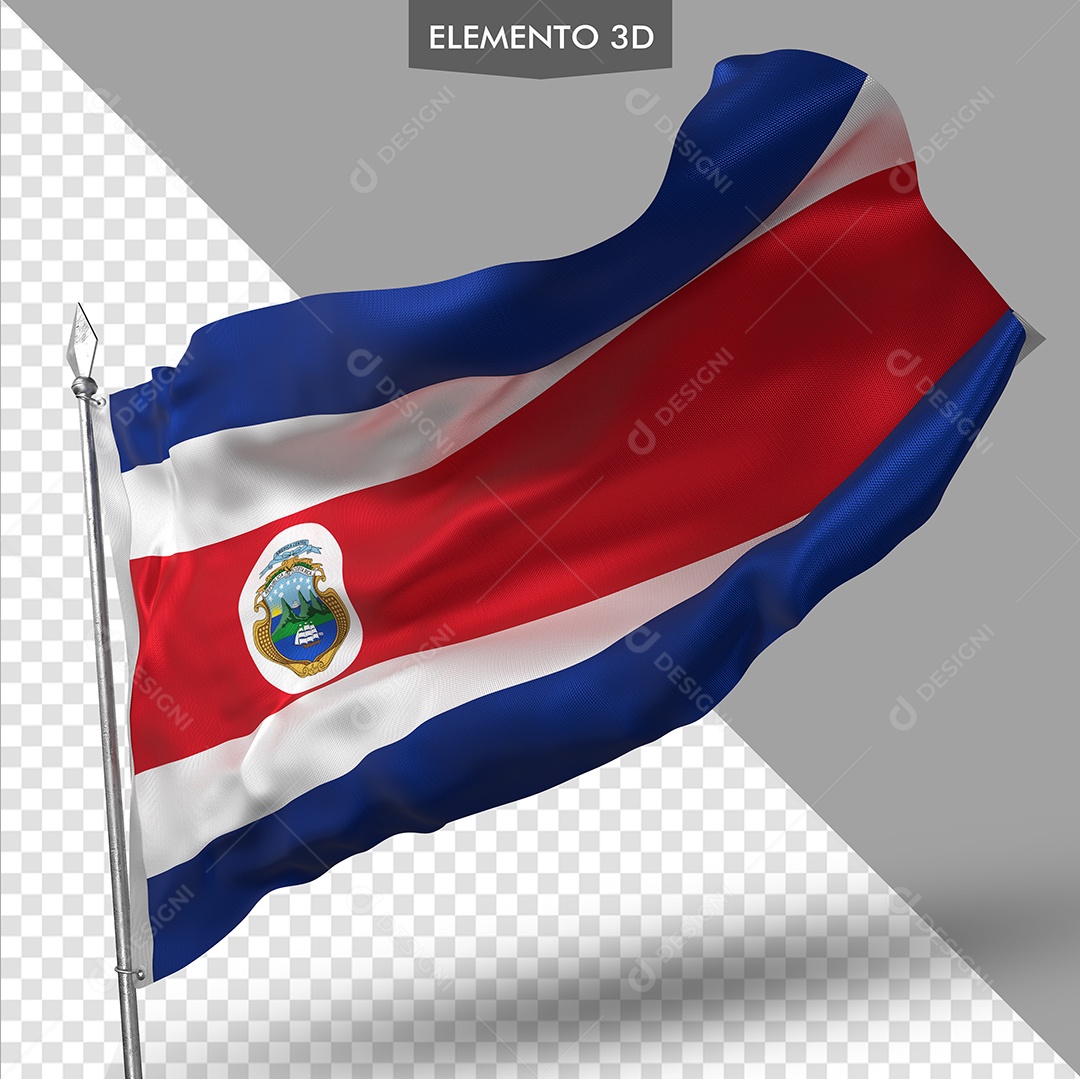 Elemento 3D Para Composição Bandeira da Costa Rica PSD