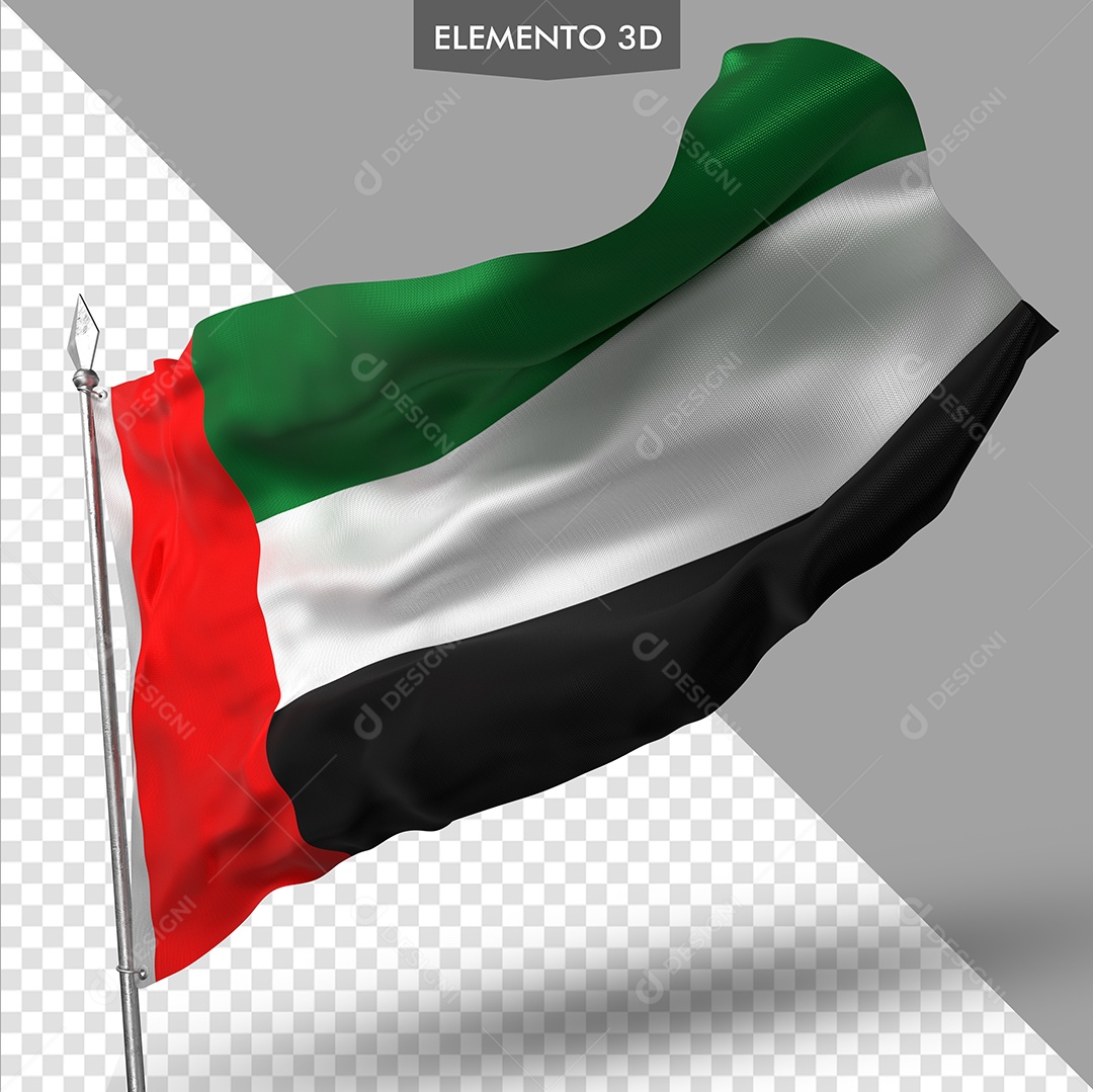 Elemento 3D Para Composição Bandeira do Emirados Árabes PSD