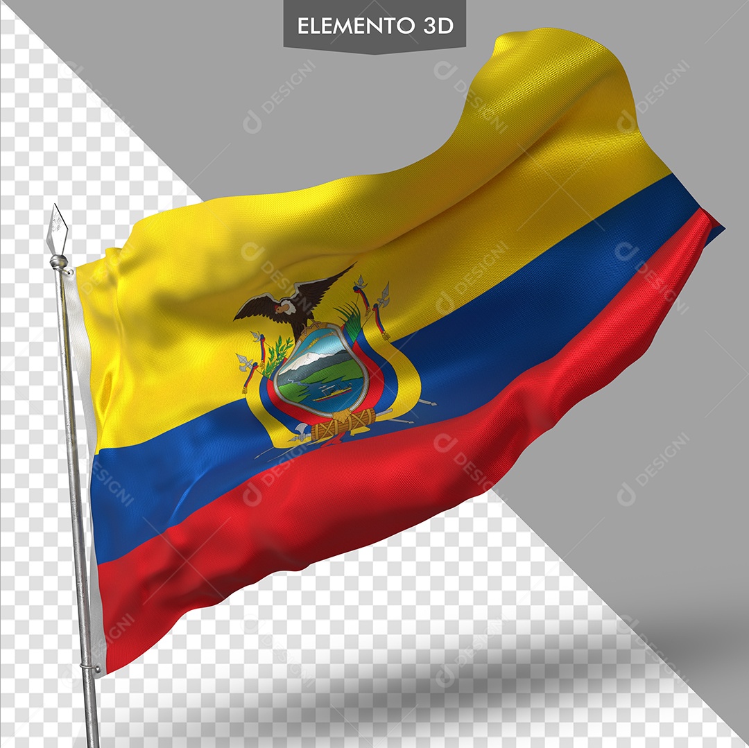 Elemento 3D Para Composição Bandeira do Equador PSD