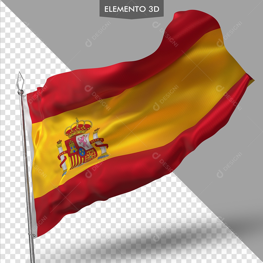3D Element For Composition Spanish Flag PSD