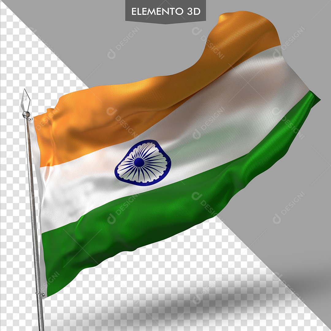 Elemento 3D Para Composição Bandeira da Índia PSD