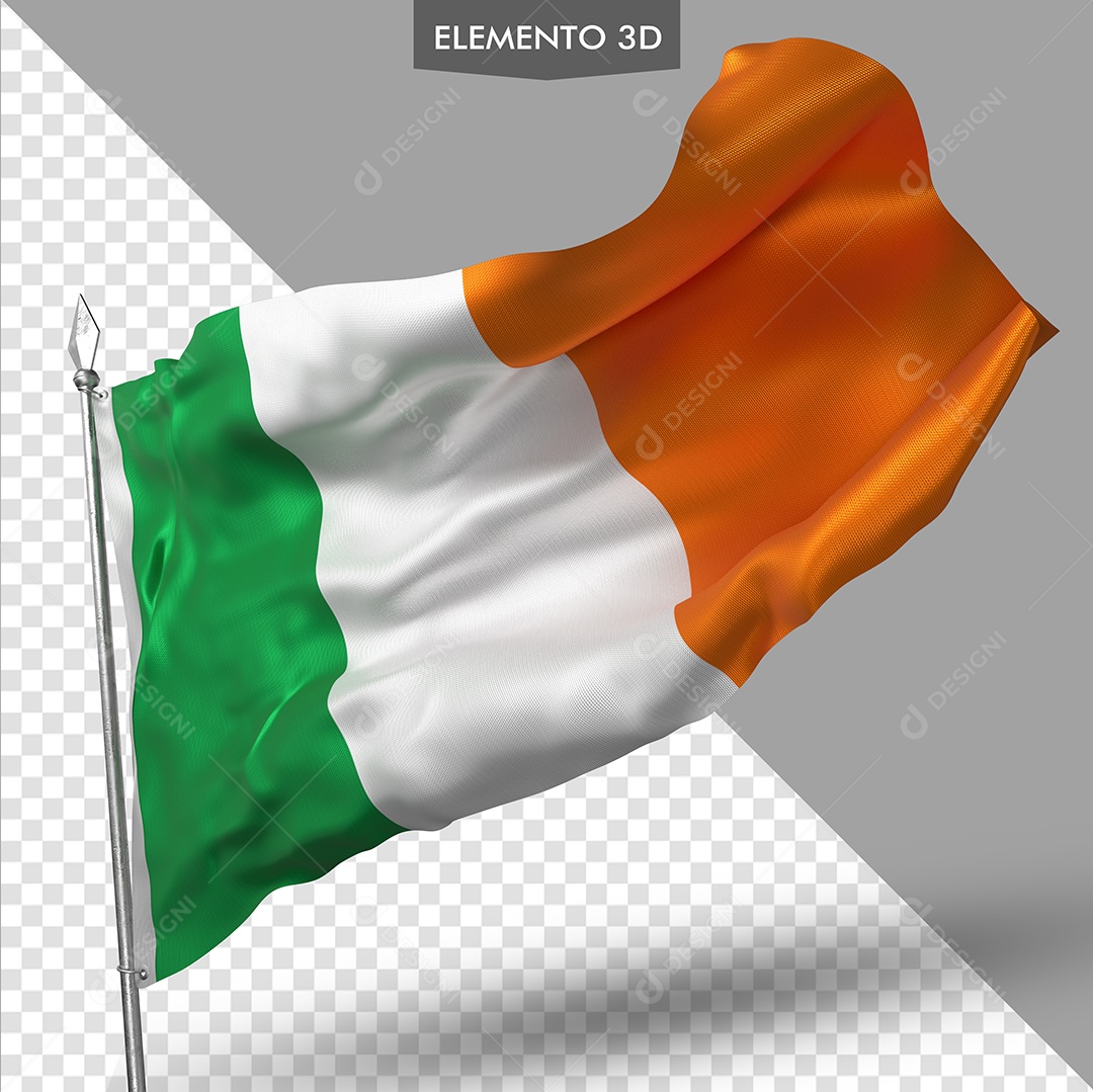 Elemento 3D Para Composição Bandeira da Irlanda PSD