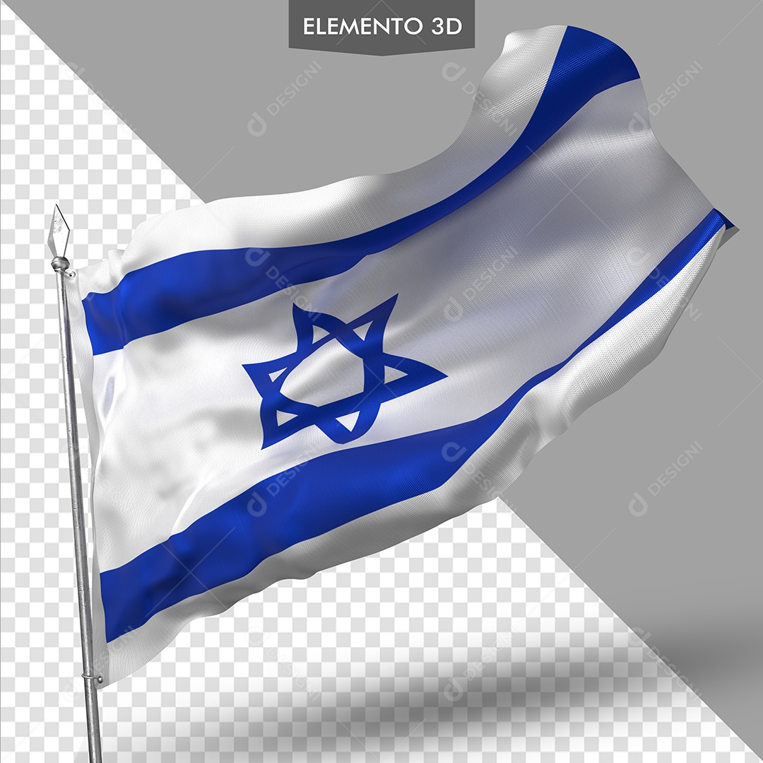 Elemento 3D Para Composição Bandeira de Israel PSD