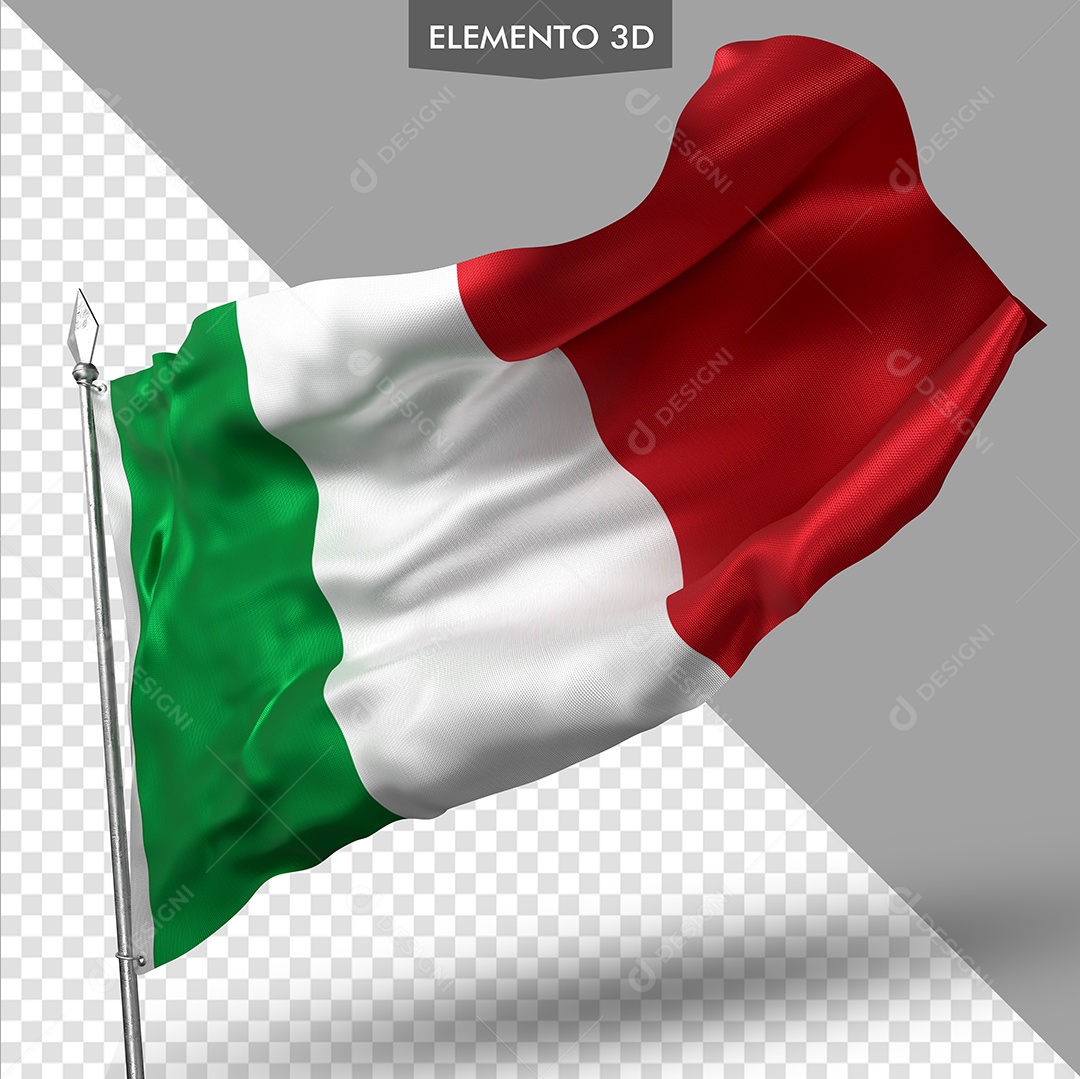 Elemento 3D Para Composição Bandeira da Itália PSD