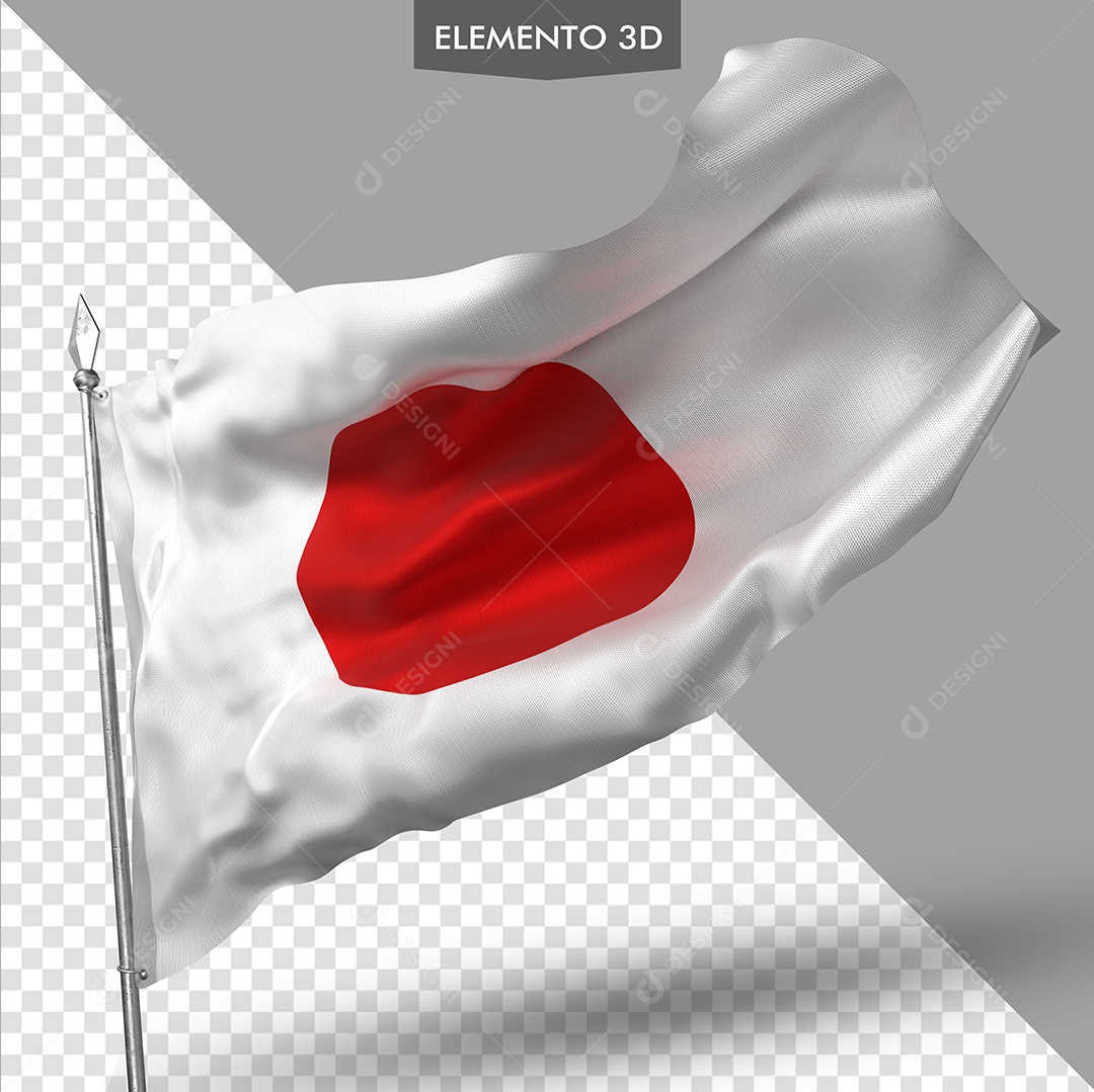 Elemento 3D Para Composição Bandeira do Japão PSD