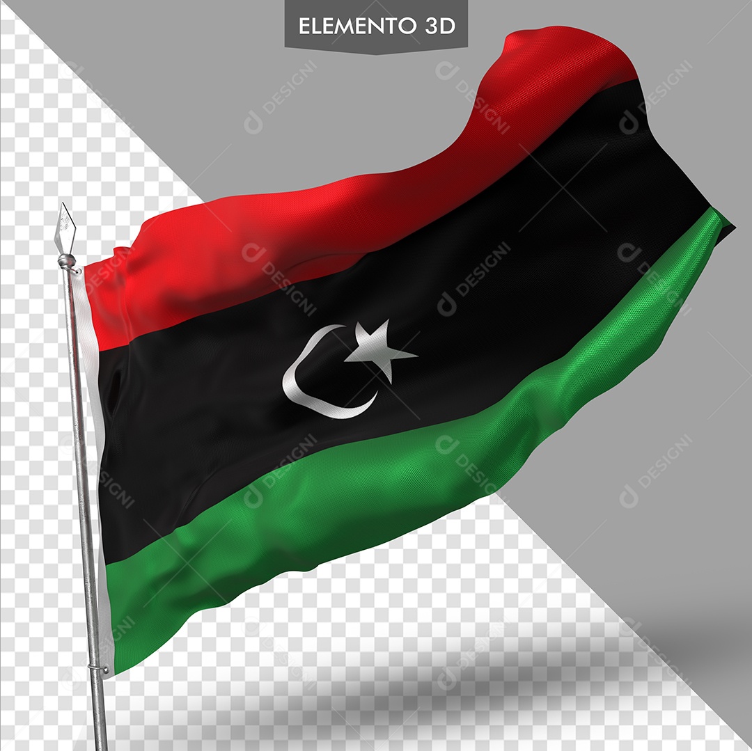 Elemento 3D Para Composição Bandeira da Líbia PSD