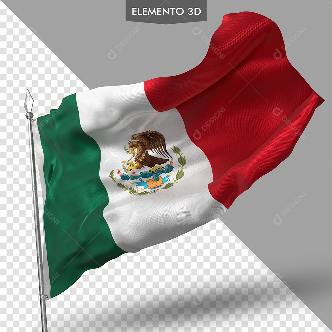 Elemento 3D Para Composição Bandeira do México PSD